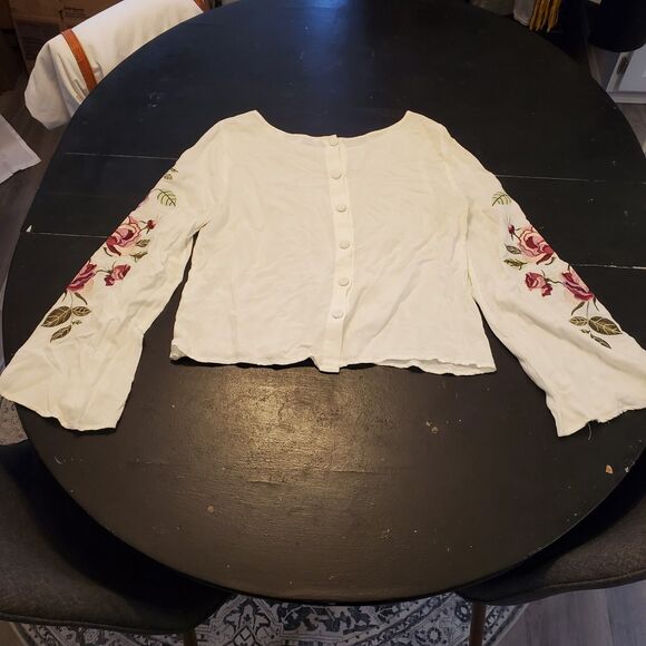 Cupcakes And Cashmere Womens Floral Embroidered Detail Blouse Top White Size M - Picture 4 of 10